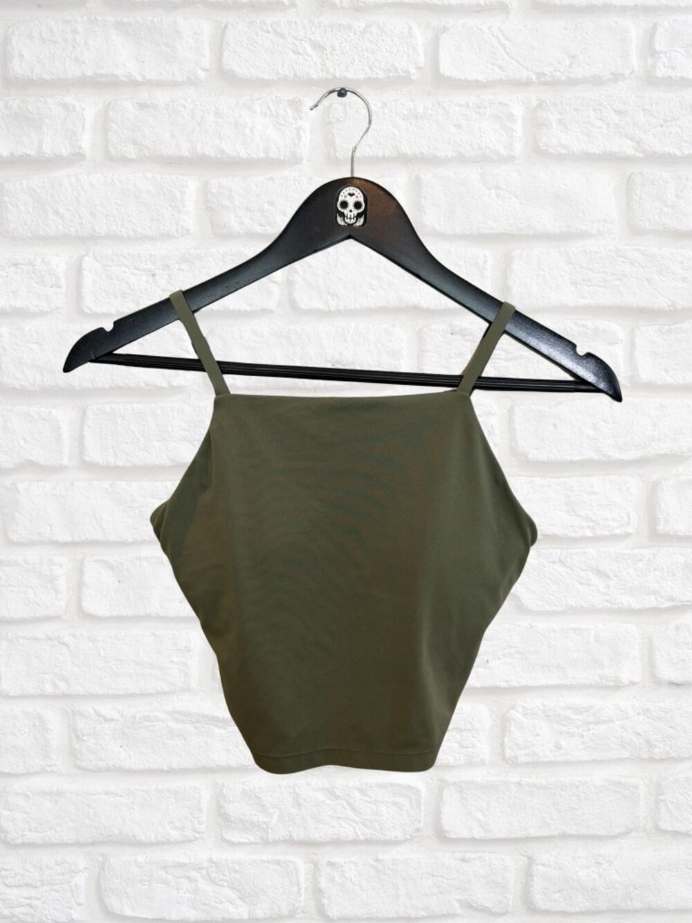 OFFLINE by Aerie Real Me Olive Green High-Neck Strappy Crop Top Bra